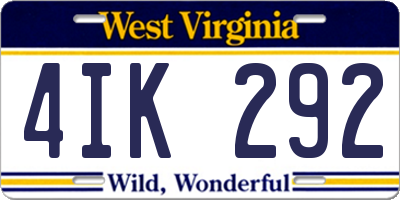 WV license plate 4IK292