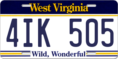 WV license plate 4IK505