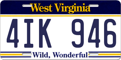 WV license plate 4IK946
