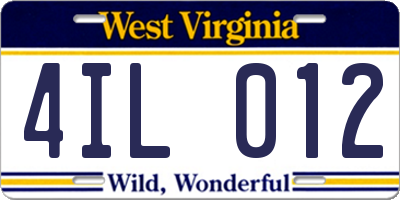 WV license plate 4IL012