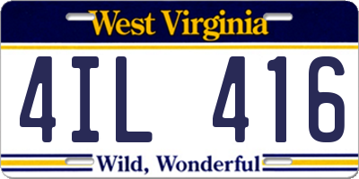WV license plate 4IL416