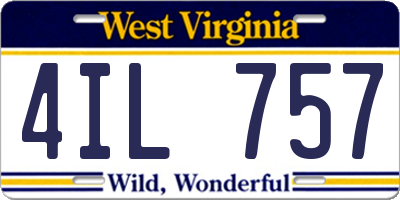 WV license plate 4IL757