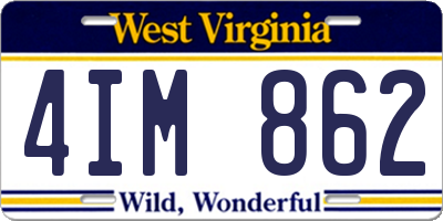 WV license plate 4IM862
