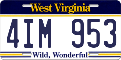 WV license plate 4IM953