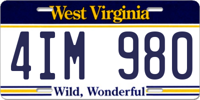 WV license plate 4IM980