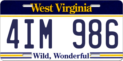 WV license plate 4IM986
