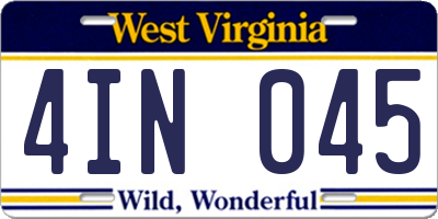 WV license plate 4IN045