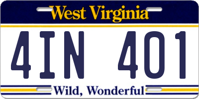 WV license plate 4IN401