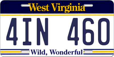 WV license plate 4IN460