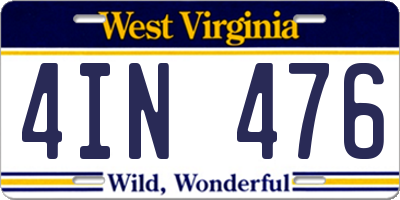 WV license plate 4IN476