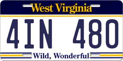 WV license plate 4IN480