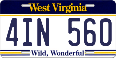 WV license plate 4IN560
