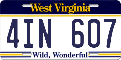 WV license plate 4IN607