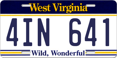 WV license plate 4IN641