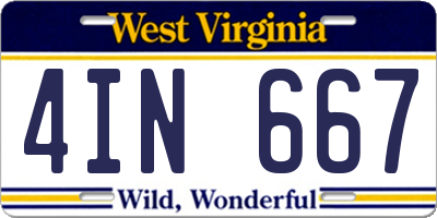 WV license plate 4IN667
