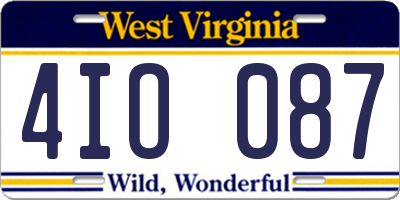WV license plate 4IO087