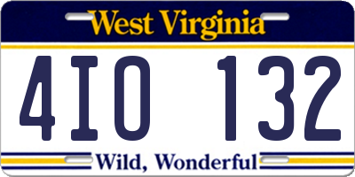 WV license plate 4IO132