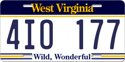 WV license plate 4IO177