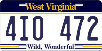 WV license plate 4IO472