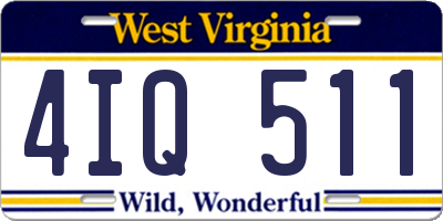 WV license plate 4IQ511