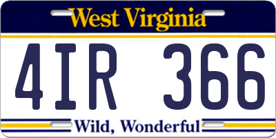 WV license plate 4IR366