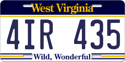 WV license plate 4IR435