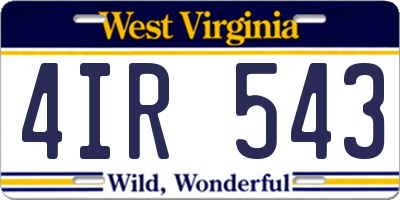 WV license plate 4IR543