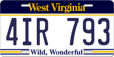 WV license plate 4IR793