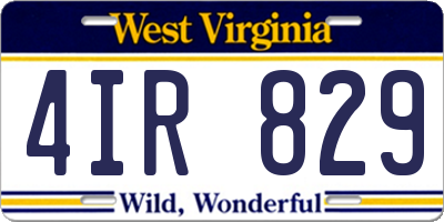WV license plate 4IR829