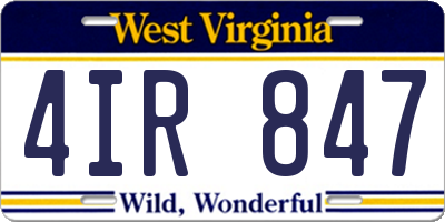 WV license plate 4IR847