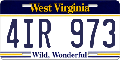 WV license plate 4IR973