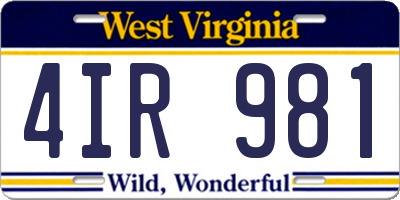 WV license plate 4IR981