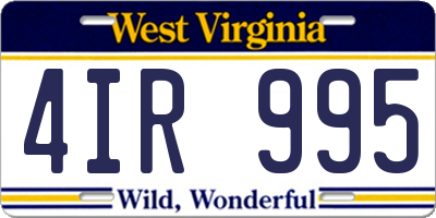 WV license plate 4IR995
