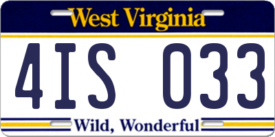 WV license plate 4IS033