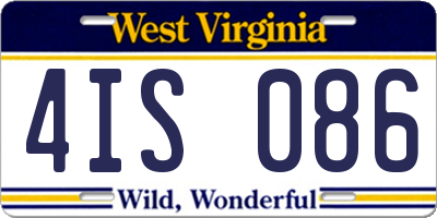 WV license plate 4IS086