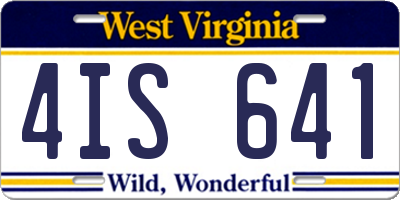 WV license plate 4IS641