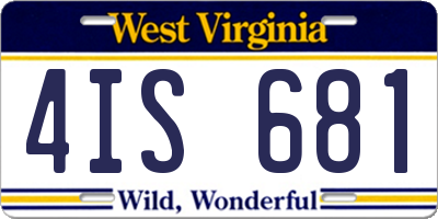 WV license plate 4IS681