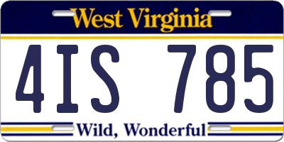 WV license plate 4IS785
