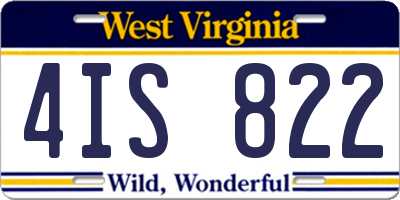WV license plate 4IS822