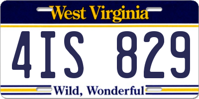 WV license plate 4IS829
