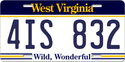 WV license plate 4IS832