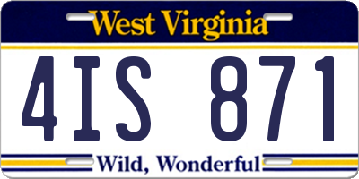 WV license plate 4IS871