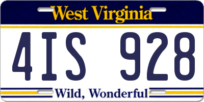 WV license plate 4IS928