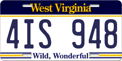 WV license plate 4IS948