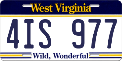 WV license plate 4IS977