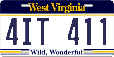 WV license plate 4IT411