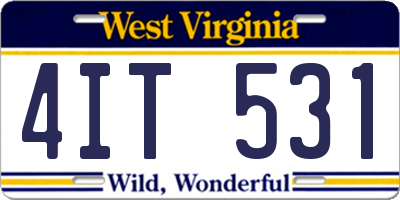 WV license plate 4IT531