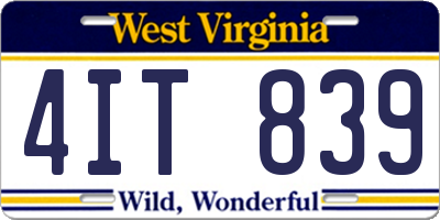 WV license plate 4IT839
