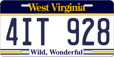 WV license plate 4IT928
