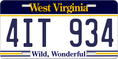 WV license plate 4IT934